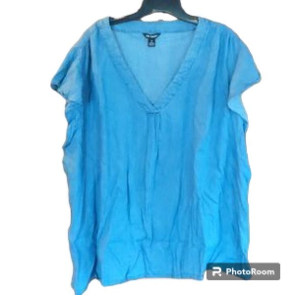 JOE FRESH Denim Chambray Top Size 3X - Picture 1 of 4